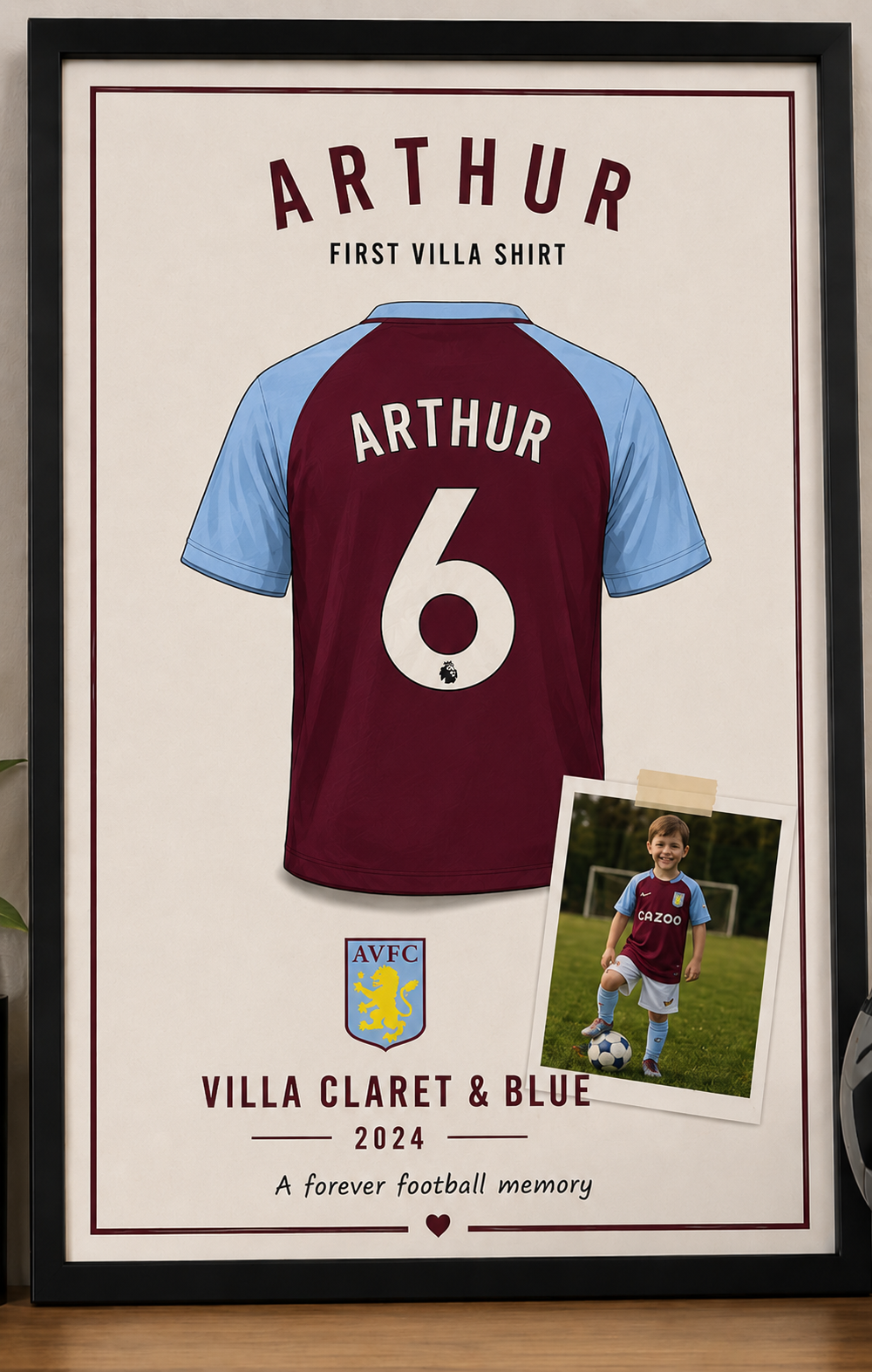 My First Football Shirt Print, Personalised Keepsake