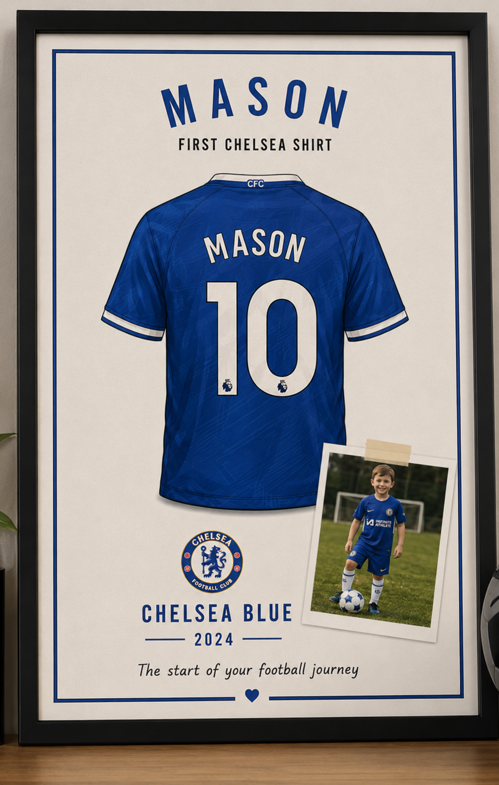 My First Football Shirt Print, Personalised Keepsake