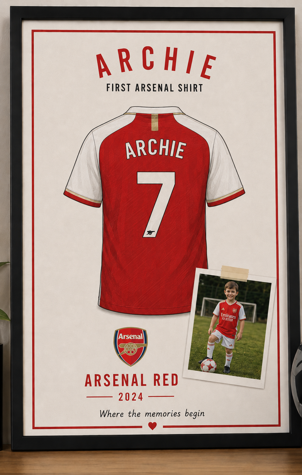 My First Football Shirt Print, Personalised Keepsake